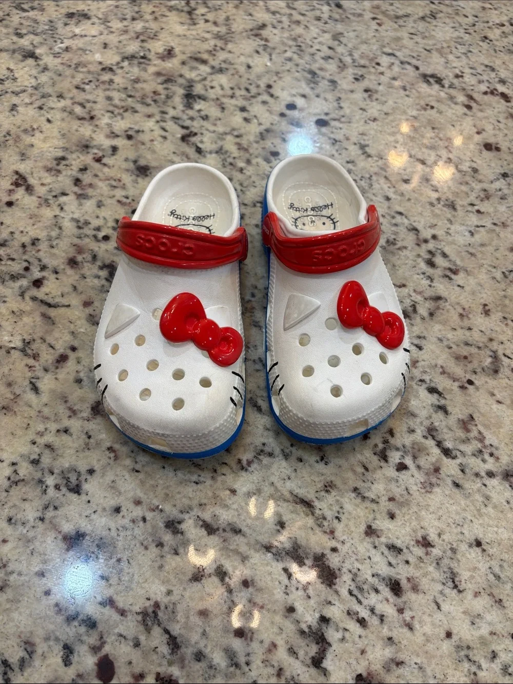 CROCS White Kids Clogs with Red Bow and Strap